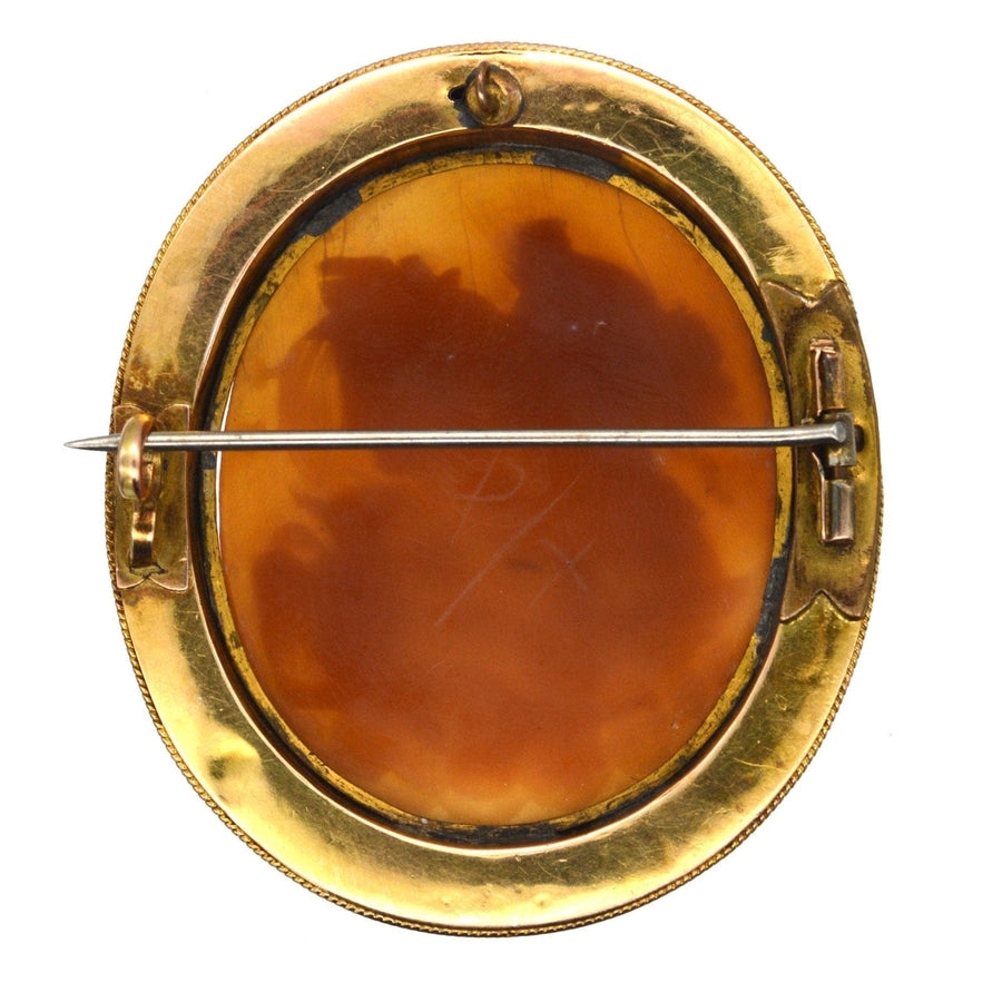 Victorian 15ct Gold Day and Night Shell Cameo Brooch | Parkin and Gerrish | Antique & Vintage Jewellery