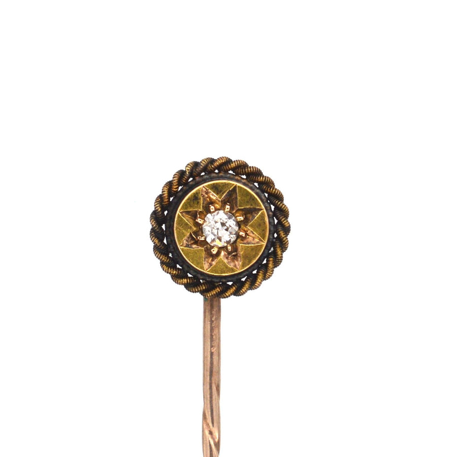 Victorian 15ct Gold & Diamond Tie Pin with Star Motif | Parkin and Gerrish | Antique & Vintage Jewellery