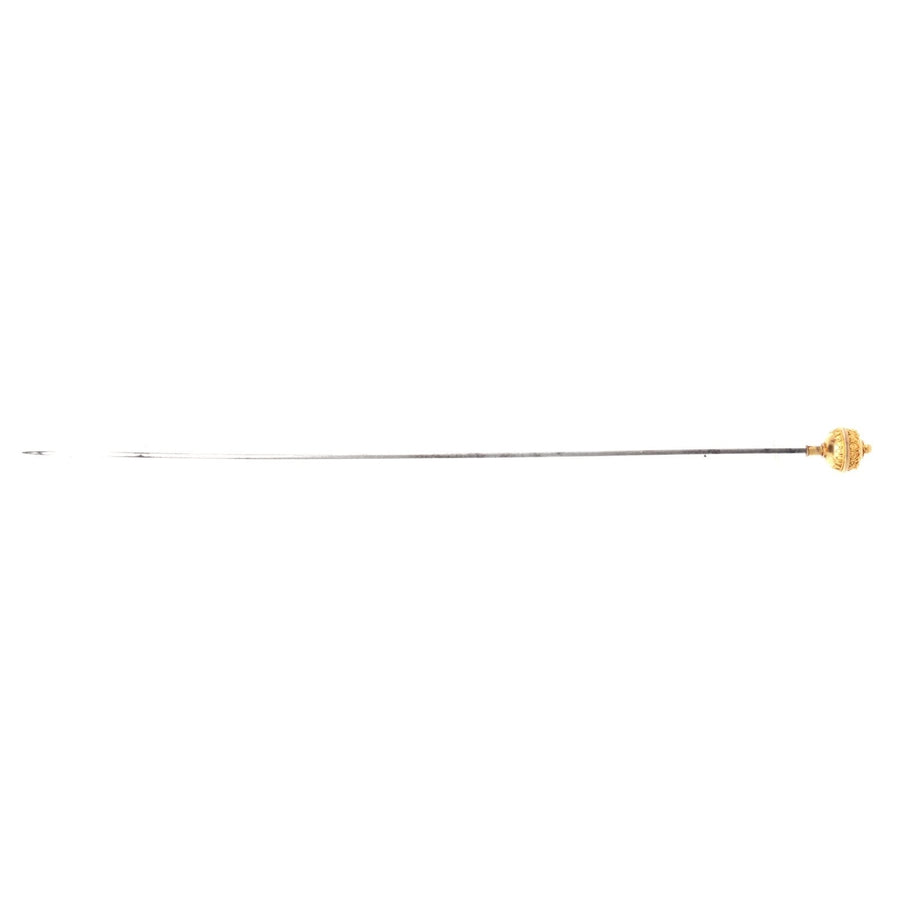 Victorian 15ct Gold Etruscan Ball Hat Pin | Parkin and Gerrish (UK)