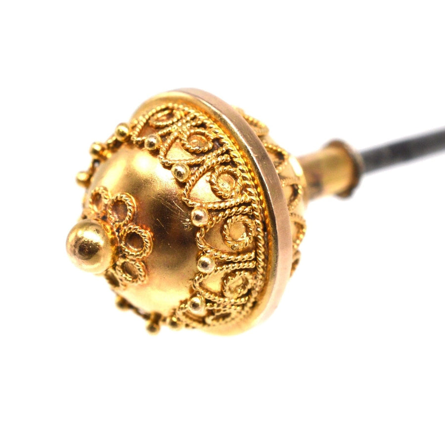Victorian 15ct Gold Etruscan Ball Hat Pin | Parkin and Gerrish | Antique & Vintage Jewellery
