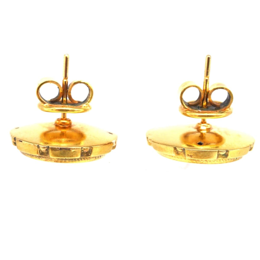 Victorian 15ct Gold Round Etruscan Style Earrings | Parkin and Gerrish | Antique & Vintage Jewellery