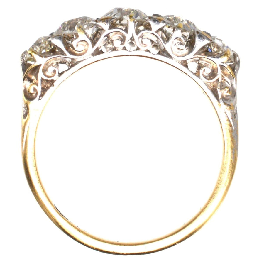 Victorian 2.2 Carat Diamond Carved Half Hoop Ring | Parkin and Gerrish | Antique & Vintage Jewellery