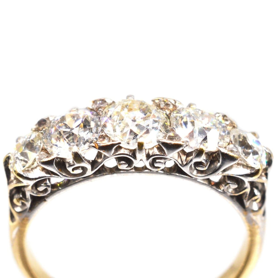 Victorian 2.2 Carat Diamond Carved Half Hoop Ring | Parkin and Gerrish | Antique & Vintage Jewellery