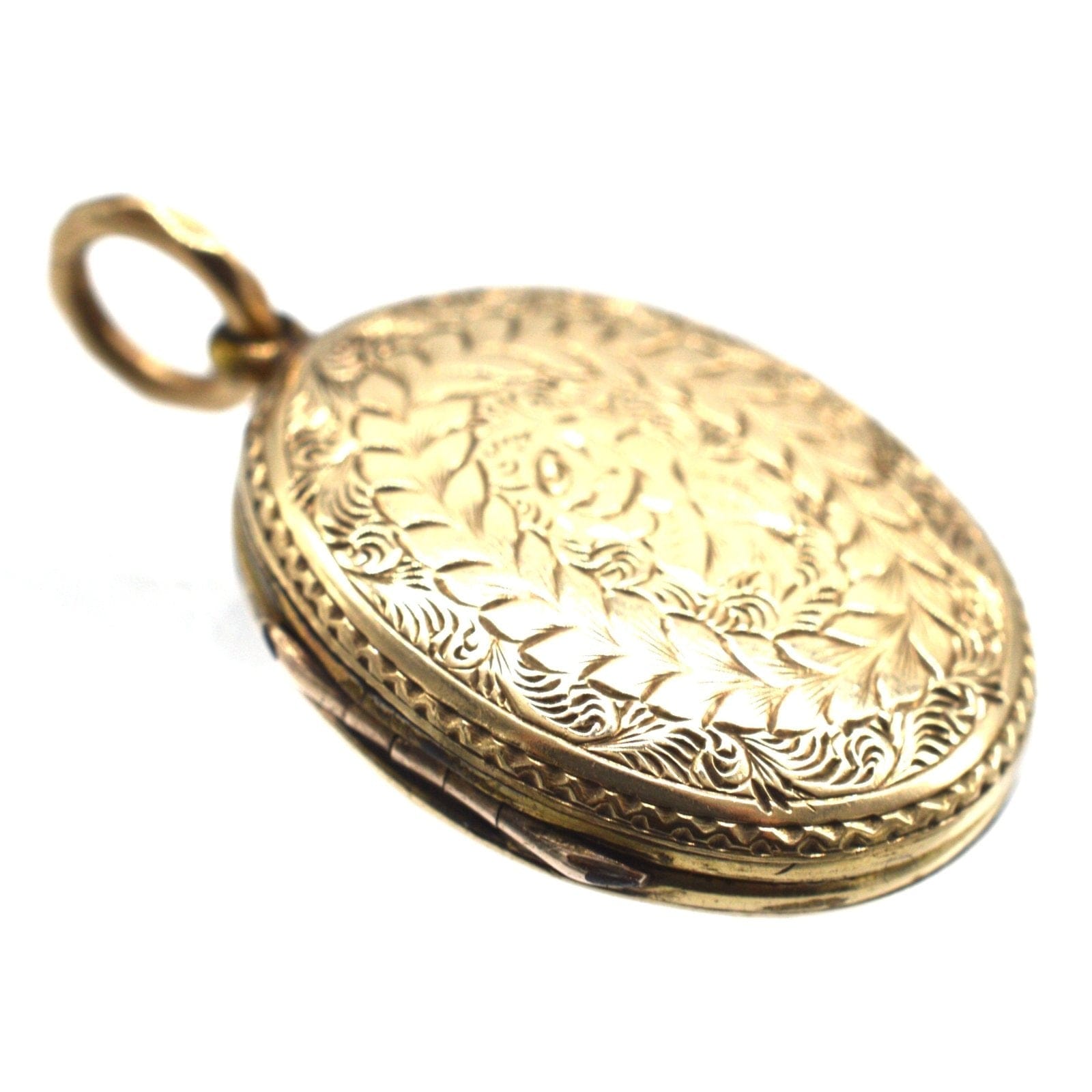 Front Row Locket Victorian 9ct Gold Front and Back Floral Opening Locket with Two Compa ...