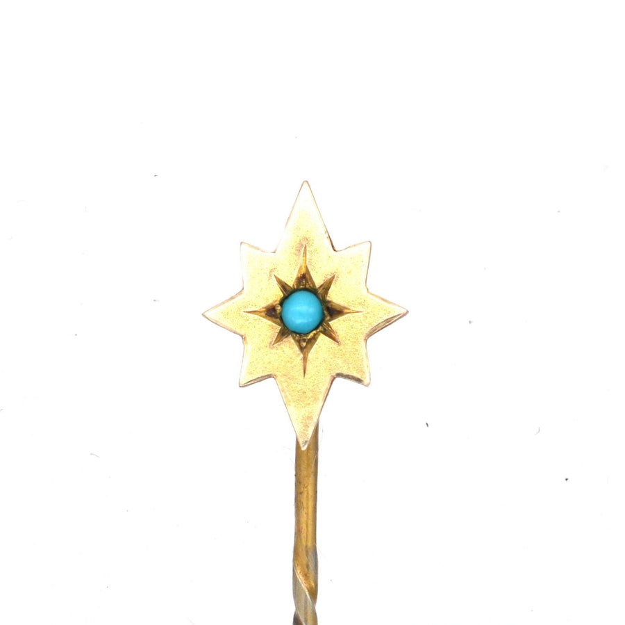 Victorian 9ct Gold, Turquoise Star Tie Pin | Parkin and Gerrish | Antique & Vintage Jewellery