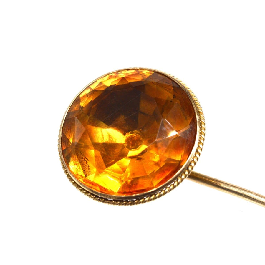 Victorian Scottish 9ct Gold and Large Cairngorm Citrine Tie Pin | Parkin and Gerrish | Antique & Vintage Jewellery