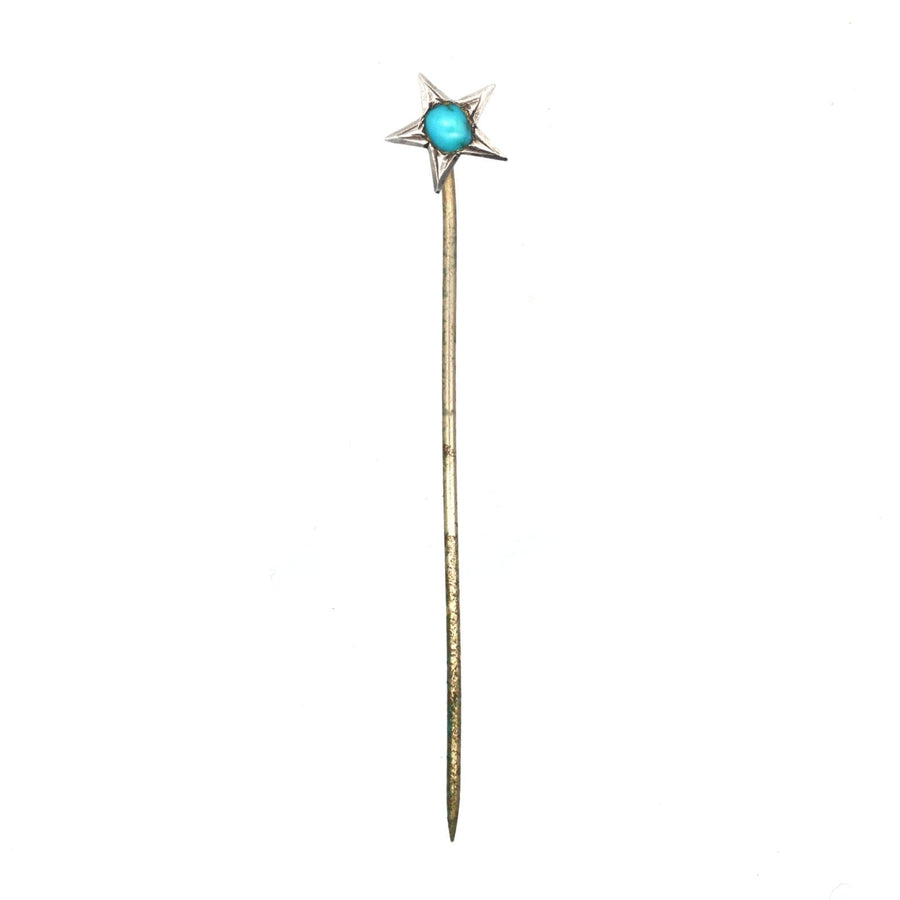Victorian Silver and Turquoise Star Tie Pin | Parkin and Gerrish | Antique & Vintage Jewellery