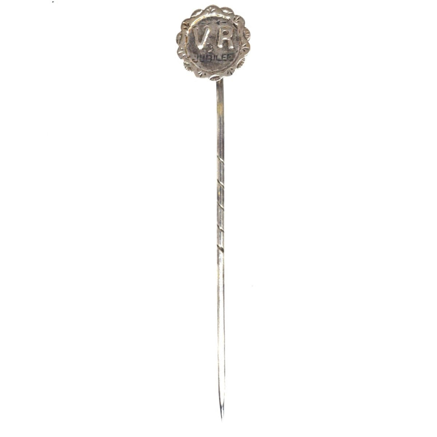 Victorian Silver "Victoria Regina" (VR) Tie Pin | Parkin and Gerrish | Antique & Vintage Jewellery