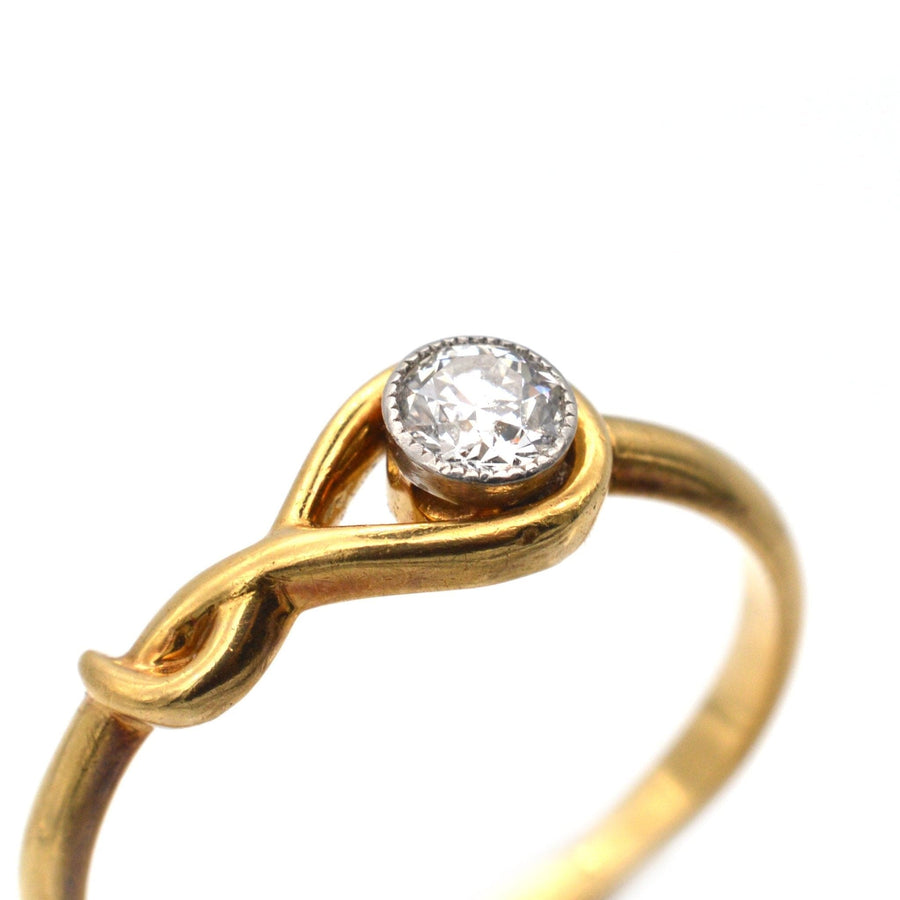 Vintage 18ct Gold, Diamond & Gold Bezel Set Ring | Parkin and Gerrish | Antique & Vintage Jewellery