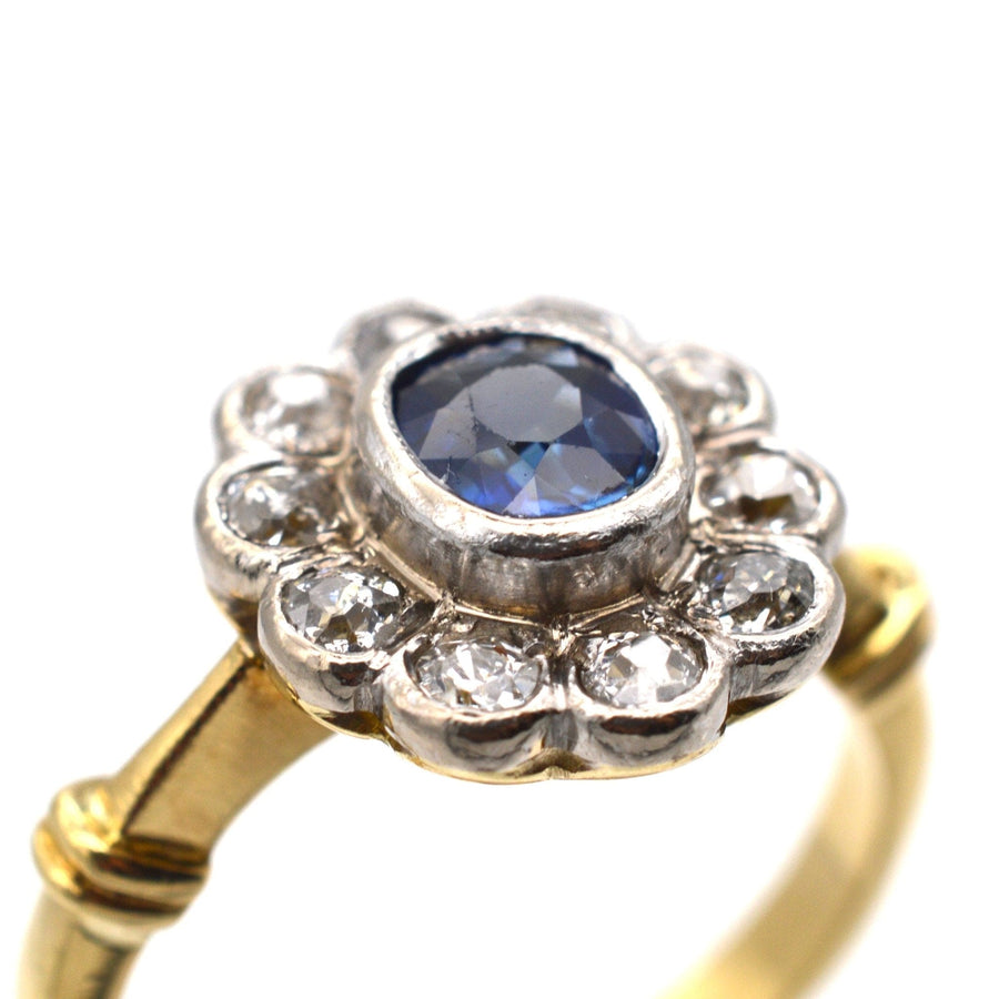 Vintage 18ct gold, Sapphire & Diamond Cluster Ring | Parkin and Gerrish | Antique & Vintage Jewellery