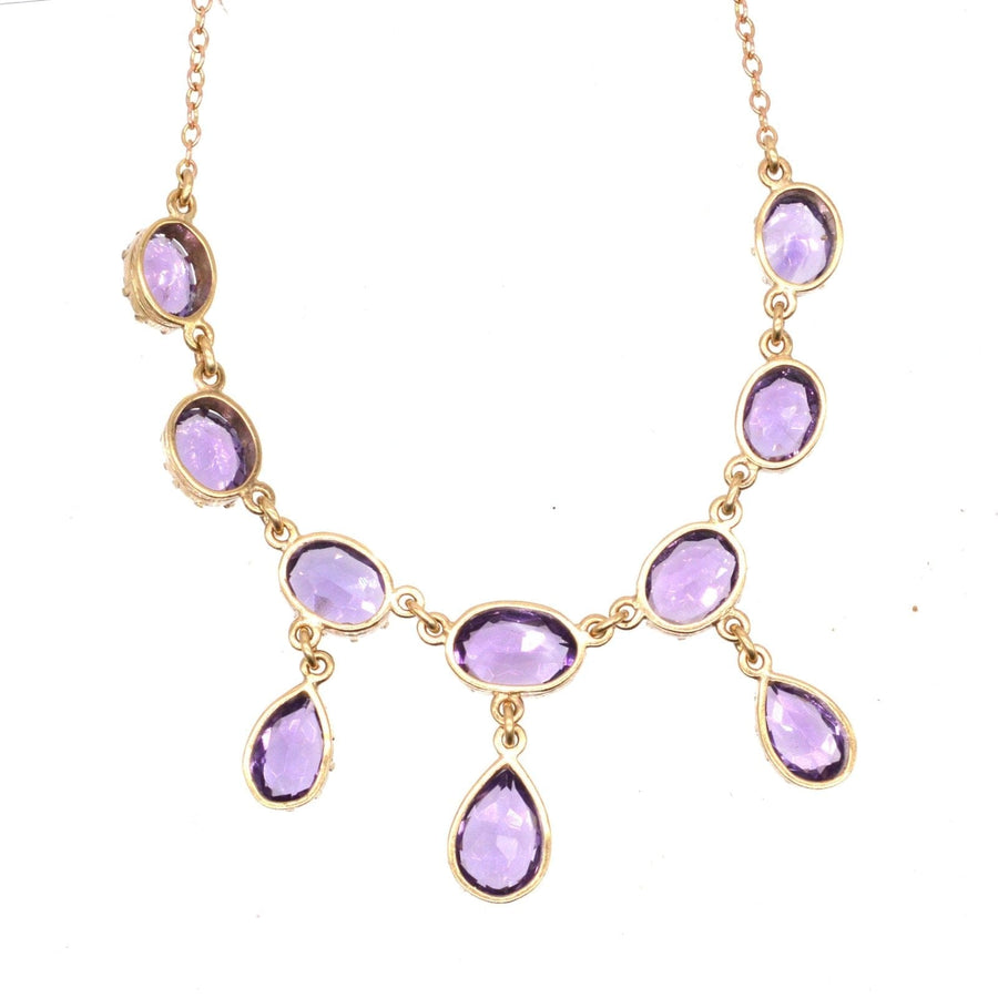 Vintage 9ct Gold Amethyst Drop Necklace | Parkin and Gerrish | Antique & Vintage Jewellery