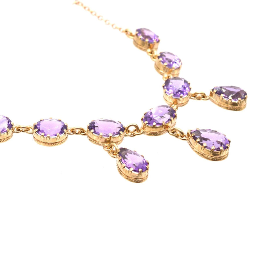 Vintage 9ct Gold Amethyst Drop Necklace | Parkin and Gerrish | Antique & Vintage Jewellery