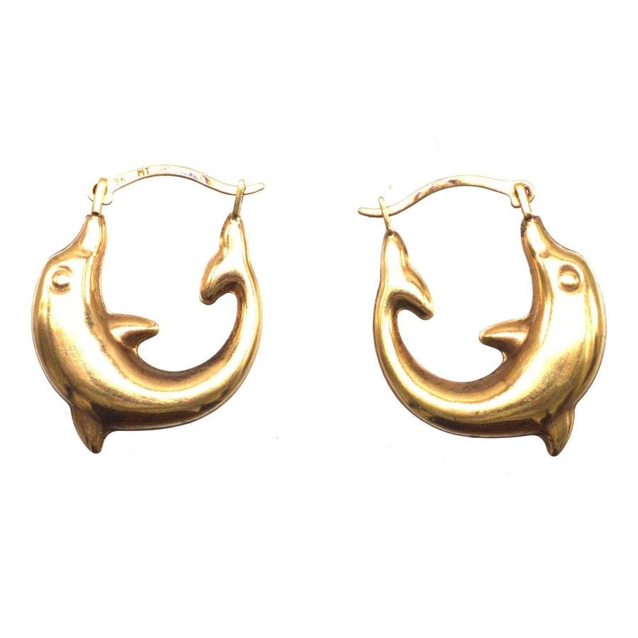 Vintage 9ct Gold Dolphin Hoop "Huggie" Earrings | Parkin and Gerrish | Antique & Vintage Jewellery