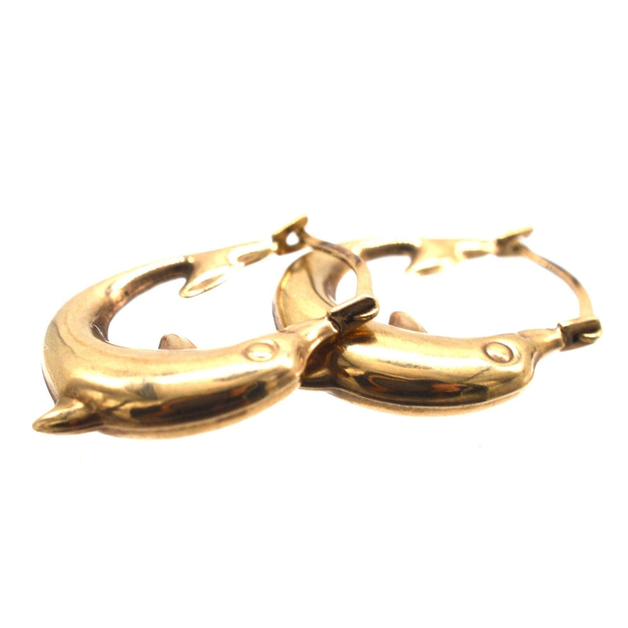 Vintage 9ct Gold Dolphin Hoop "Huggie" Earrings | Parkin and Gerrish | Antique & Vintage Jewellery