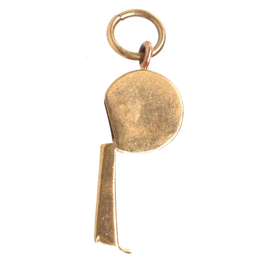 Vintage 9ct Gold Whistle Charm Pendant | Parkin and Gerrish | Antique & Vintage Jewellery