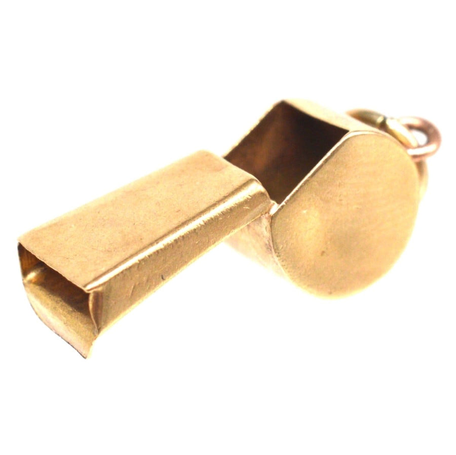 Vintage 9ct Gold Whistle Charm Pendant | Parkin and Gerrish | Antique & Vintage Jewellery