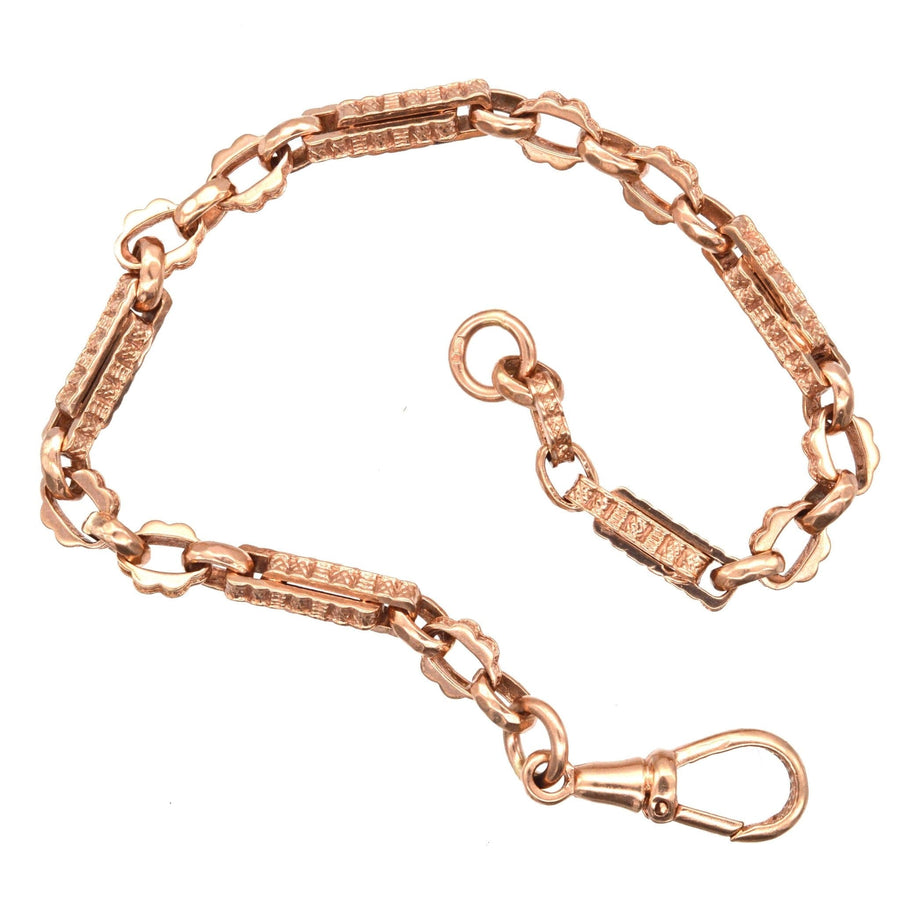 Vintage 9ct Rose Gold Albert Fancy Chain Bracelet | Parkin and Gerrish | Antique & Vintage Jewellery