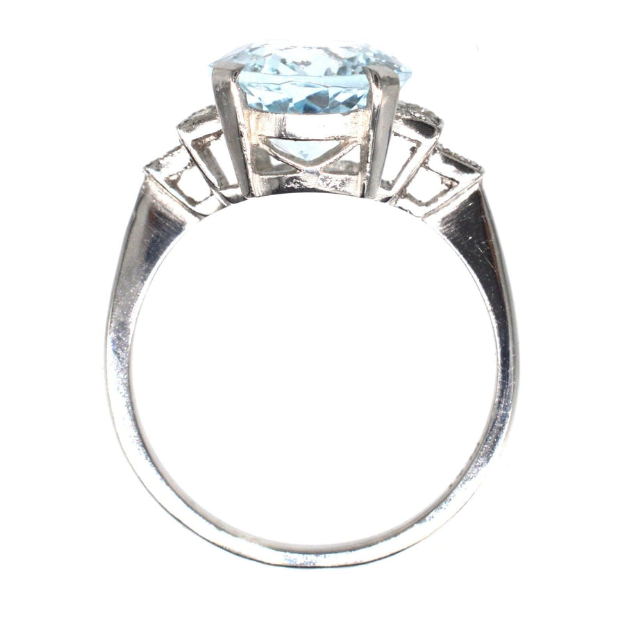 Vintage Platinum Aquamarine & Diamond Ring | Parkin and Gerrish | Antique & Vintage Jewellery