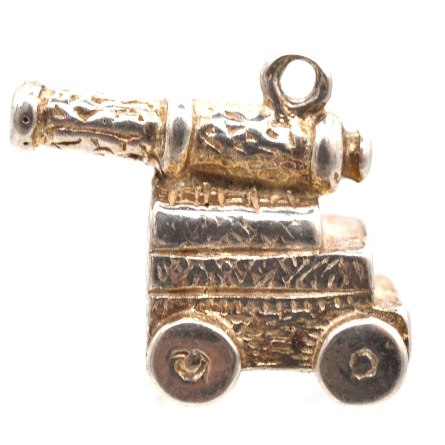 Vintage Silver Cannon "Gunners" Pendant Charm | Parkin and Gerrish | Antique & Vintage Jewellery