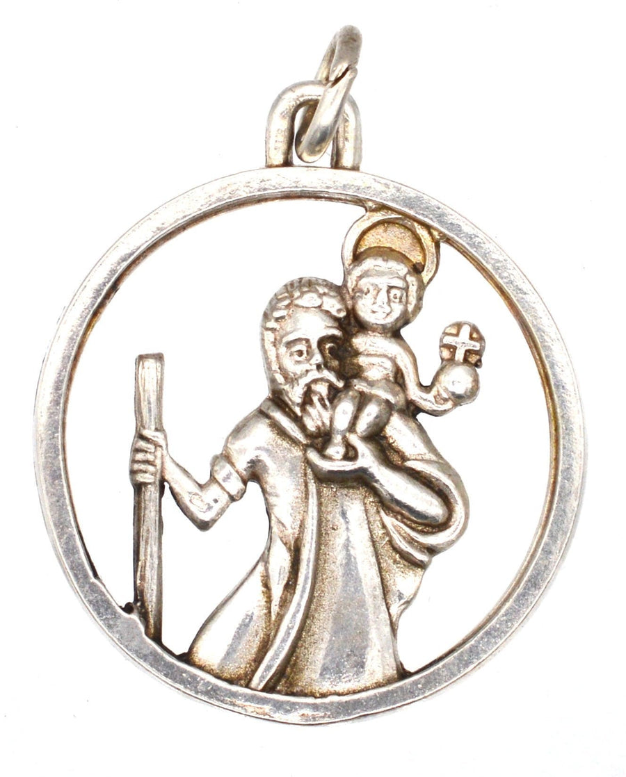 Vintage Silver Saint Christopher Round Pendant | Parkin and Gerrish | Antique & Vintage Jewellery